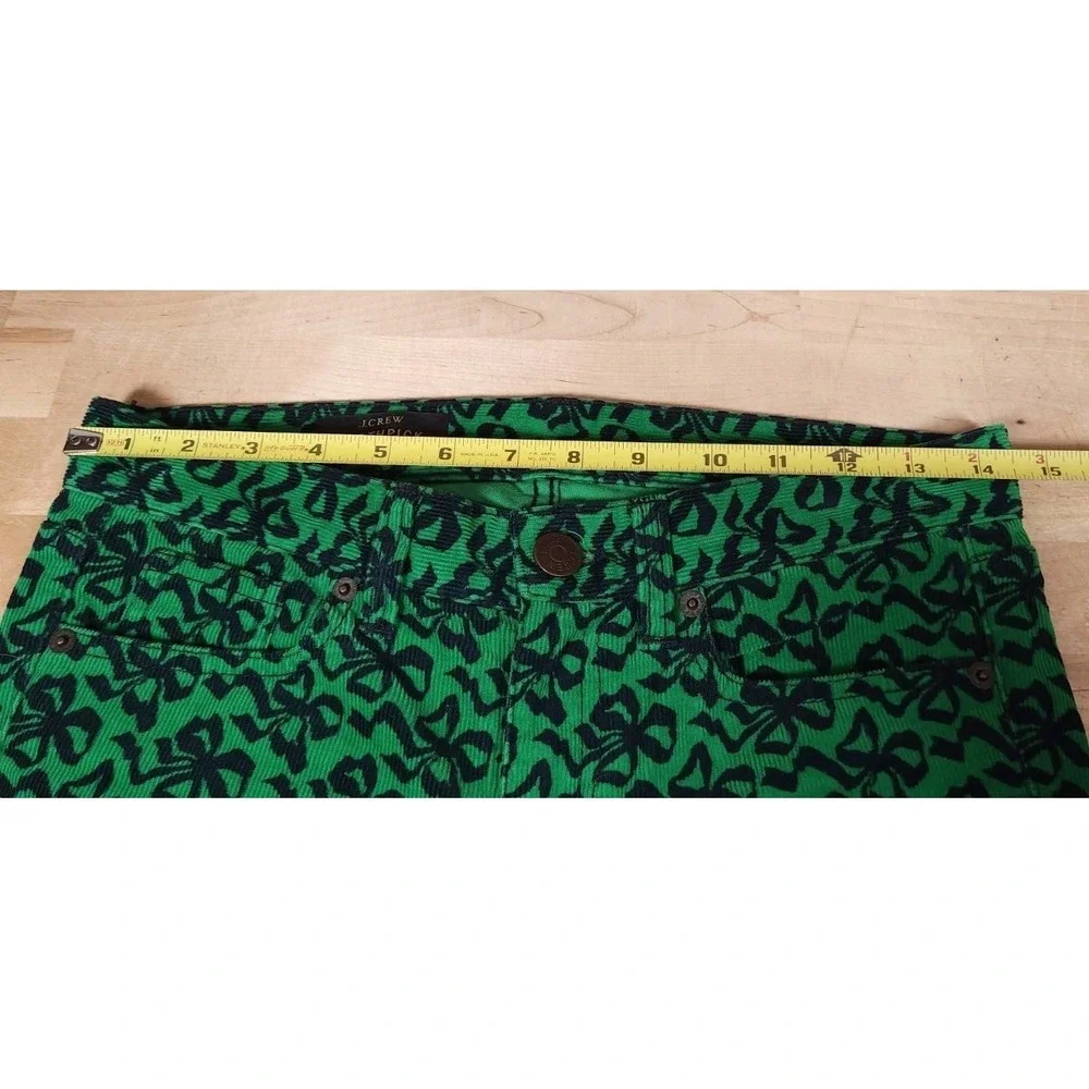 J. Crew‎ Toothpick Corduroy Skinny Jeans Green Shamrock Print Womens Size 24